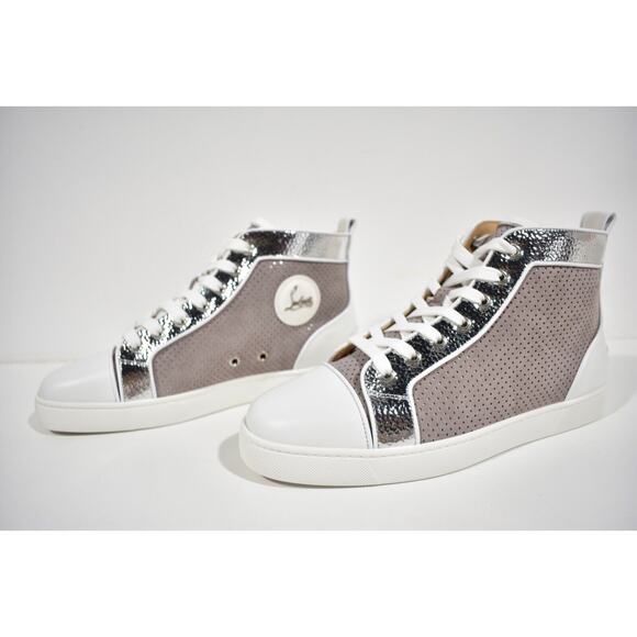 Christian Louboutin Men Louis Orlato Flat Elegant Argento High Top Sneaker 45 12 - Picture 9 of 12